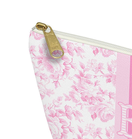Custom Zip Bags, Pouch, Travel, Tech, Monogram, Personalized, Letter, Initial, Makeup, Accessory, Love Fancy Roses, Preppy,Green, Blue, Pink