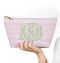 Load image into Gallery viewer, Custom Zip Bags, Pouch, Travel, Tech, Monogram, Personalized, Letter,Initial, Makeup, Accessory, Love Fancy Roses, Preppy Stripes, Pink Blue

