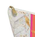 Load image into Gallery viewer, Custom Zip Bags, Pouch, Travel, Tech, Monogram, Personalized, Letter,Initial, Makeup, Accessory, White Printed Cowhide Design, Stripe, Pink
