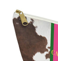 Load image into Gallery viewer, Custom Zip Bags, Pouch, Travel, Tech, Monogram, Personalized, Letter,Initial, Makeup, Accessory, Brown Printed Cowhide Design, Stripe, Pink
