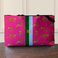 Load image into Gallery viewer, Custom Tote Bag, Large Travel Bag, Overnight, Monogram, Personalized, Letter, Initial, Leopard Cheetah, Preppy, Stripe, Red, Pink, Green

