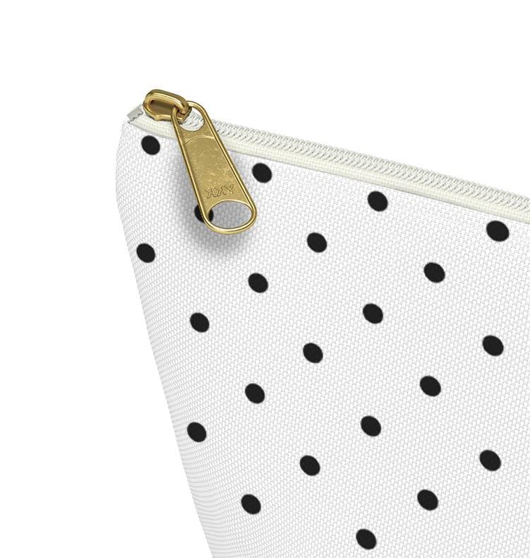 Custom Zip Bags, Pouch, Travel, Tech, Monogram, Personalized, Letter,Initial, Makeup, Accessory, Polka Dots, Brown, Pink, Green, Red, Blue