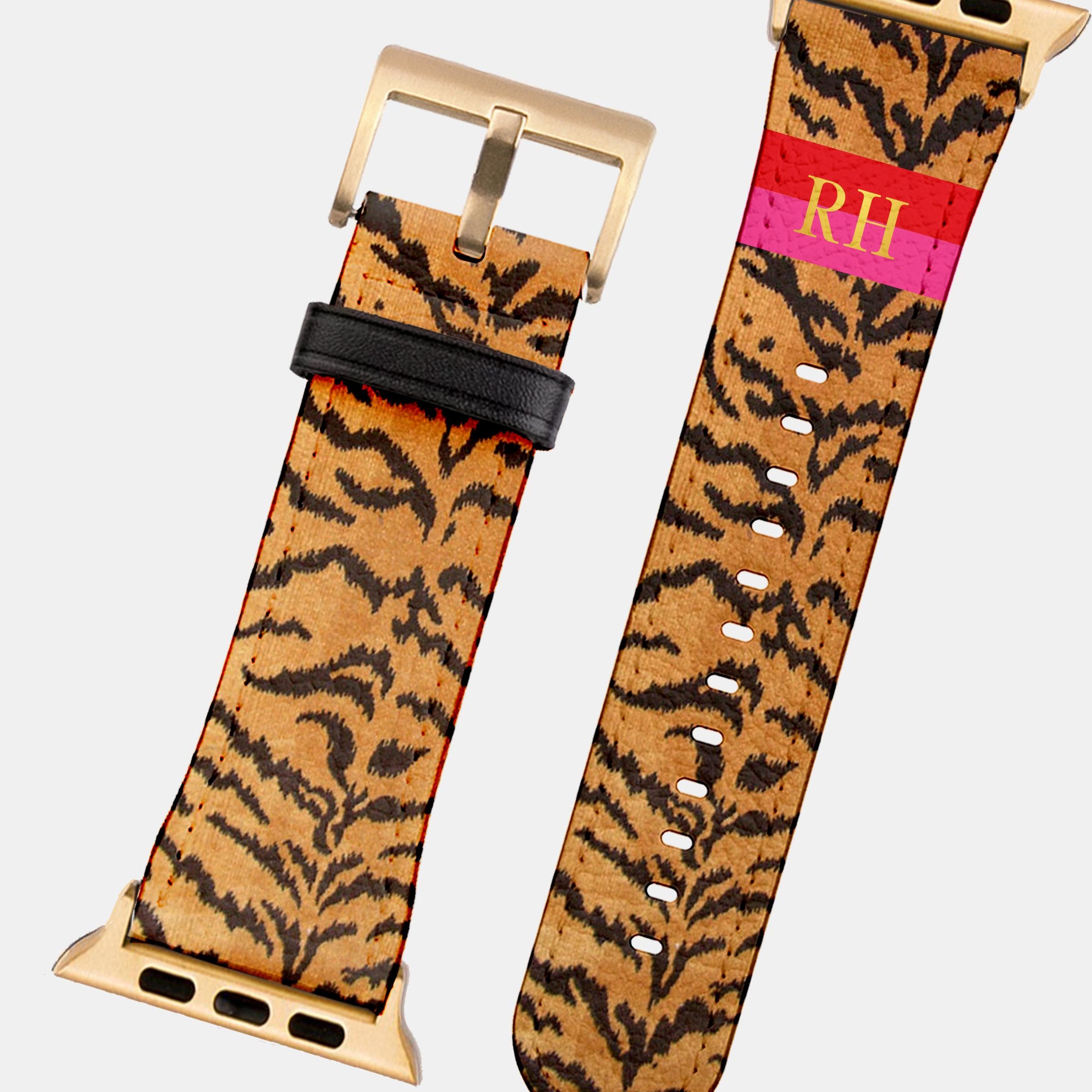 Personalized Apple Watch Band, Custom Strap, Smart Watch, 38, 40, 41, 42, 44, 45, 49, 3 4 5 6 7 8 9 10 SE, Letters, Initials, Tiger Stripe