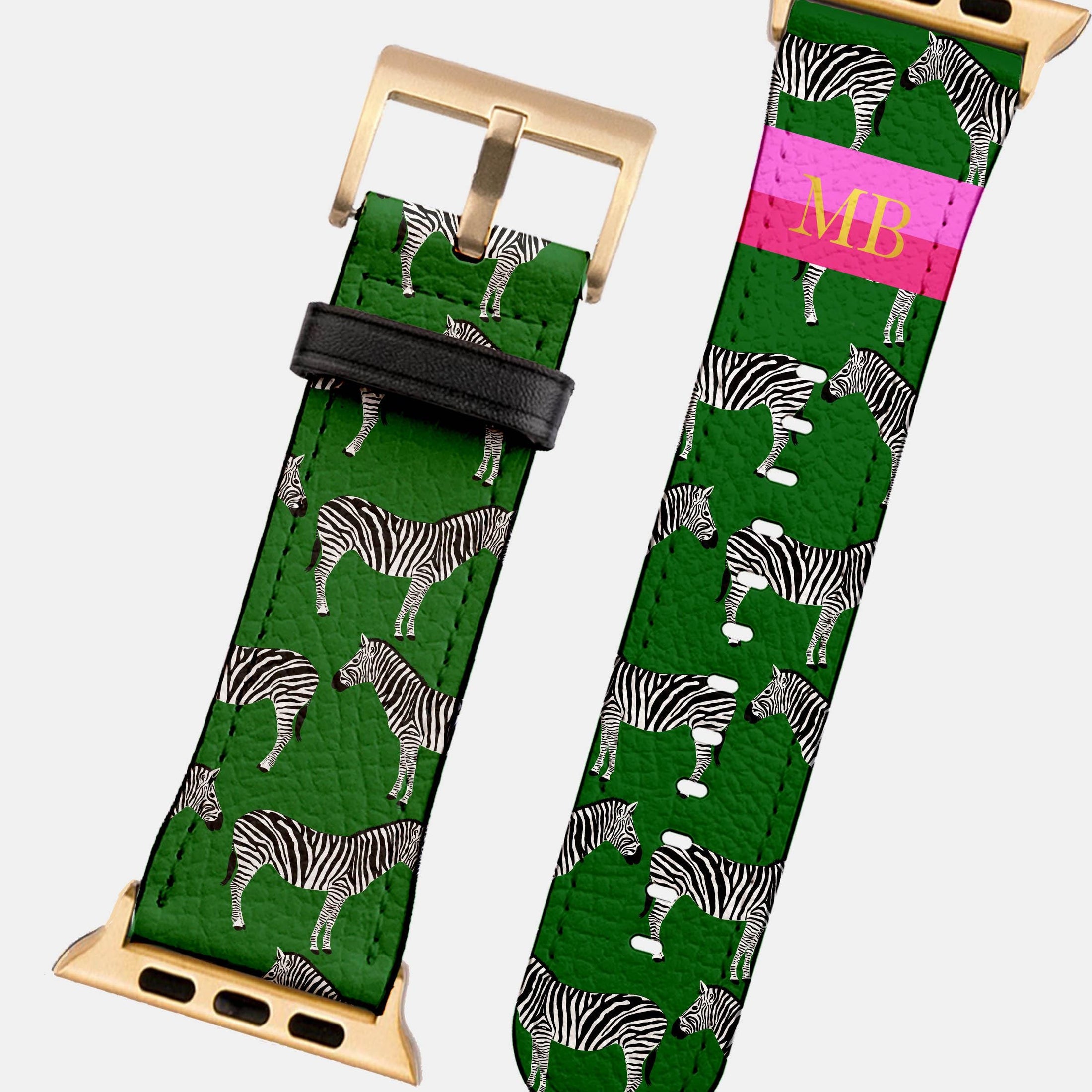 Personalized Apple Watch Band, Custom Strap, Smart Watch, 38, 40, 41, 42, 44, 45, 49, 3 4 5 6 7 8 9 10 SE, Initials, Zebra Stripe