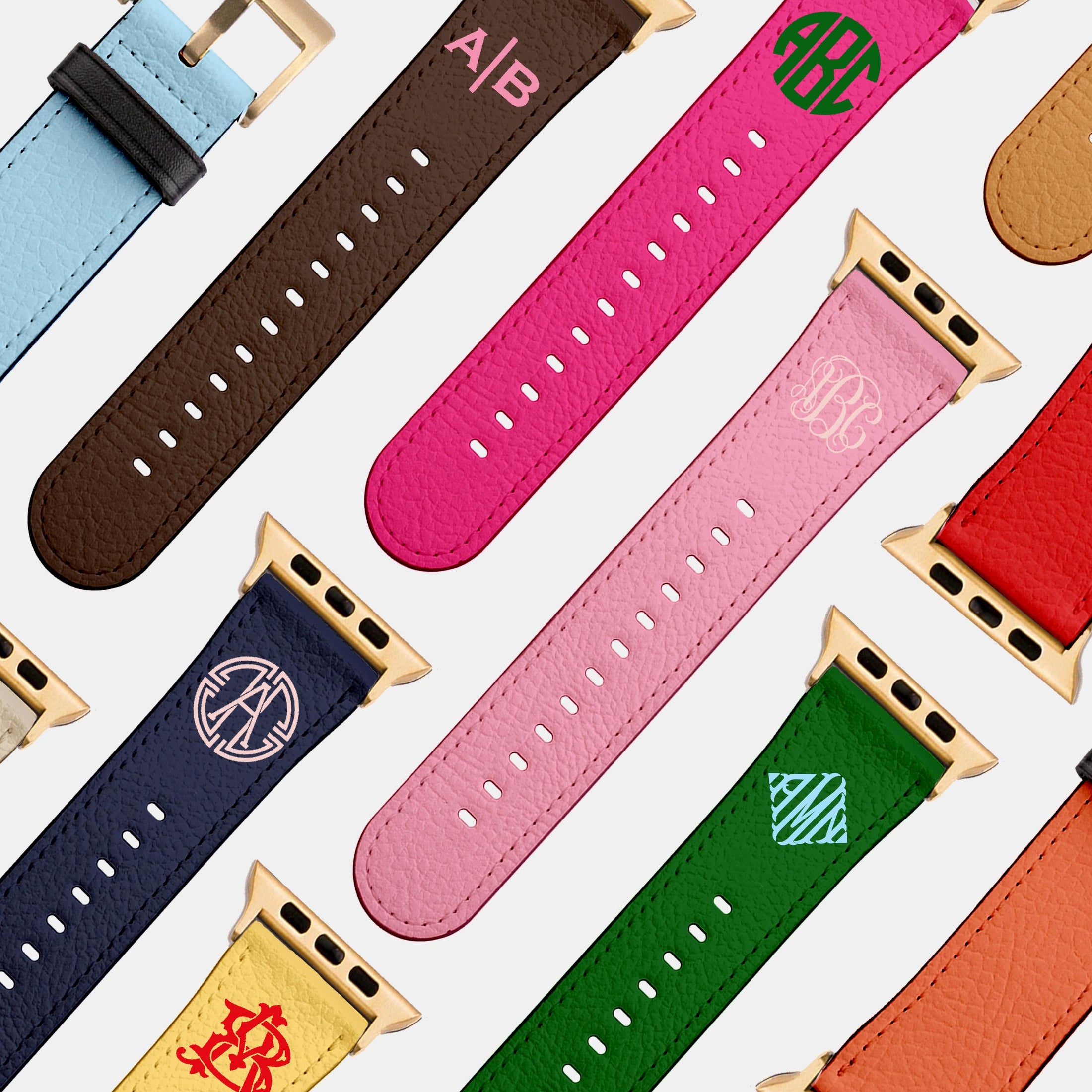 Personalized Apple Watch Band, Custom Strap, Smart Watch, 38, 40, 41, 42, 44, 45, 49, 3 4 5 6 7 8 9 10 SE, Letter, Initials, Tortoise Stripe