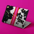 Load image into Gallery viewer, Custom MacBook Case, Air, Pro, Personalized Laptop Cover, 2-Pieces, Monogram Tech, Preppy, Printed Cowhide, Stripes, Pink, Green, Black Gold
