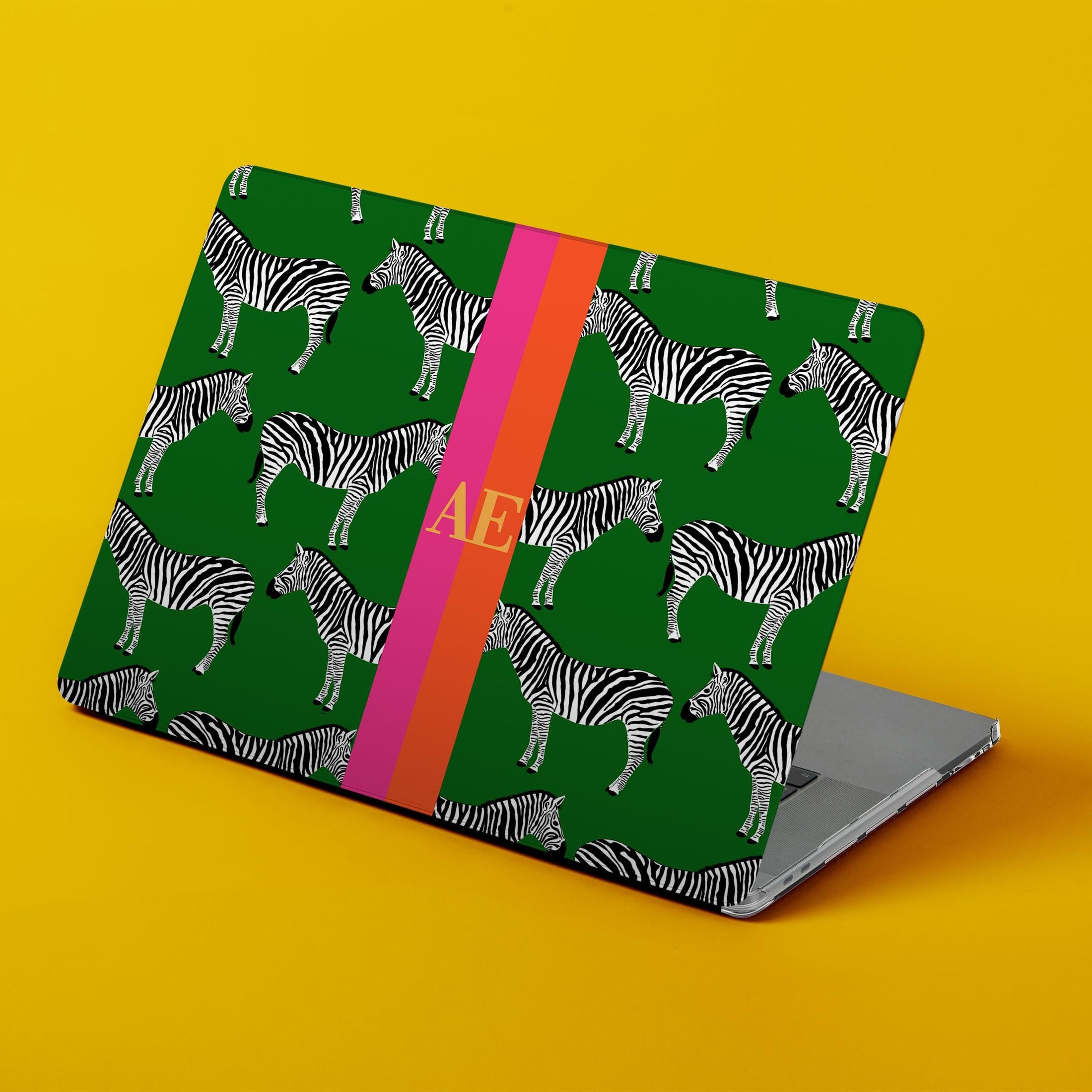 Custom MacBook Case, Air, Pro, Personalized Laptop Cover, 2-Pieces, Monogram Tech, Preppy, Initials, Stripes, Animal, Zebra