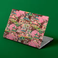 Load image into Gallery viewer, Custom MacBook Case, Air, Pro, Personalized Laptop Cover, 2-Pieces, Monogram Tech, Preppy, Chinoiserie, Japanese, Pagoda, Brown, Pink, Green
