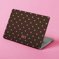 Load image into Gallery viewer, Custom MacBook Case, Air, Pro, Personalized Laptop Cover, 2-Piece, Monogram Tech, Preppy, Polka Dots, Brown, Pink, Green, Blue, Black, White
