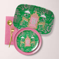 Load image into Gallery viewer, Personalized Mahjong Platter, Custom Serving, Plate, Monogram, Gift, Housewarming Gift, Hostess Gift, Preppy, Leopard Umbrella Chinoiserie.
