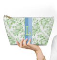 Load image into Gallery viewer, Custom Zip Bags, Pouch, Travel, Tech, Monogram, Personalized, Letter, Initial, Makeup, Accessory, Love Fancy Roses, Preppy,Green, Blue, Pink
