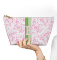 Load image into Gallery viewer, Custom Zip Bags, Pouch, Travel, Tech, Monogram, Personalized, Letter, Initial, Makeup, Accessory, Love Fancy Roses, Preppy,Green, Blue, Pink
