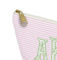 Load image into Gallery viewer, Custom Zip Bags, Pouch, Travel, Tech, Monogram, Personalized, Letter,Initial, Makeup, Accessory, Love Fancy Roses, Preppy Stripes, Pink Blue
