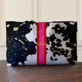 Load image into Gallery viewer, Custom Tote Bag, Large Travel Bag, Overnight, Monogram, Personalized, Letter, Initial, Black Printed Cowhide Pattern, Stripe, Red, Pink
