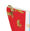 Load image into Gallery viewer, Custom Zip Bags, Pouch, Travel, Tech, Monogram, Personalized, Letter,Initial, Makeup, Accessory, Tiger, Stripe, Pink
