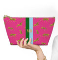 Load image into Gallery viewer, Custom Zip Bags, Pouch, Travel, Tech, Monogram, Personalized, Letter,Initial, Makeup, Accessory, Leopard Cheetah, Stripe, Pink

