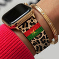 Load image into Gallery viewer, Personalized Apple Watch Band, Custom Strap, Smart Watch, 38, 40, 41, 42, 44, 45, 49, 3 4 5 6 7 8 9 10 SE, Initials, Leopard Cheetah Stripe
