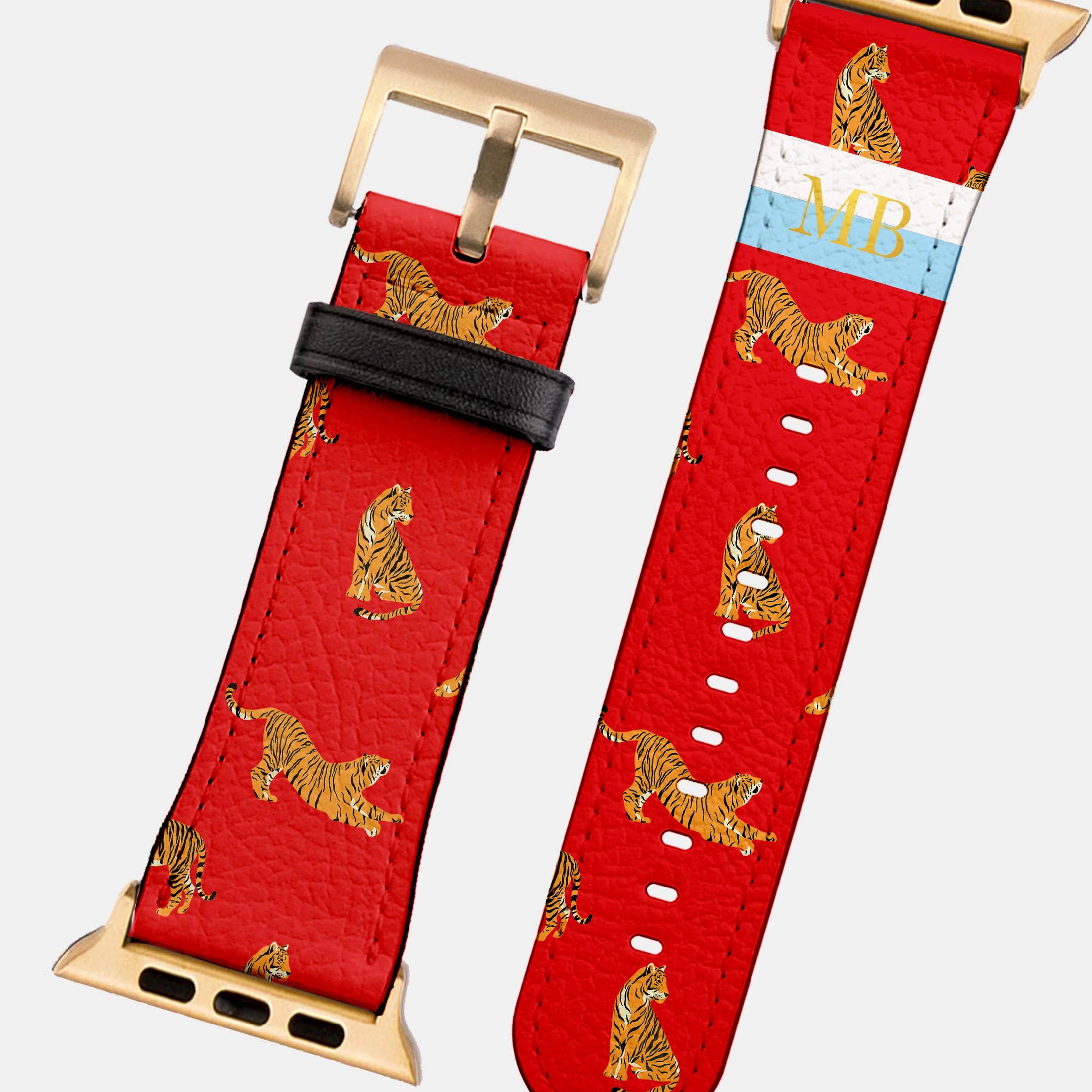 Personalized Apple Watch Band, Custom Strap, Smart Watch, 38, 40, 41, 42, 44, 45, 49, 3 4 5 6 7 8 9 10 SE, Initials, Zebra Stripe