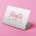Load image into Gallery viewer, Custom MacBook Case, Air, Pro, Personalized Laptop Cover, 2-Pieces, Monogram Tech, Preppy, Initials, Name, Fancy Love Bow, Pink or Blue
