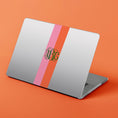 Load image into Gallery viewer, Custom MacBook Case, Air, Pro, Personalized Laptop Cover, 2-Pieces, Monogram Tech, Preppy, Initials, Stripes, Pink, Green, Blue, Red, Orange
