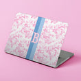 Load image into Gallery viewer, Custom MacBook Case, Air, Pro, Personalized Laptop Cover, 2-Pieces, Monogram Tech, Preppy, Love Fancy Roses, Flowers, Stripes, Pink, Blues
