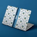 Load image into Gallery viewer, Custom MacBook Case, Air, Pro, Personalized Laptop Cover, 2-Pieces, Monogram Tech, Preppy, Grand Millennial, Dainty Flowers, Stripes, Blue
