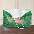Load image into Gallery viewer, Custom Mahjong Tote Bag, Large Travel Bag, Monogram, Rope, Personalized, Letter, Initial, Dice, Toile, Chinoiserie, Leopards, Mahjong Gift
