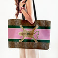 Load image into Gallery viewer, Custom Tote Bag, Large Travel Bag, Monogram, Rope, Personalized, Letter, Initial, Dice, Cheetah Leopard Rug, Stripe, Mahjong Gift
