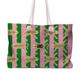 Load image into Gallery viewer, Custom Tote Bag, Large Travel Bag, Monogram, Rope, Personalized, Letter, Initial, Preppy, Leopard Cheetah Rug, Stripes, Mahjong Bag, Gift
