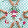 Load image into Gallery viewer, Custom Mahjong Tablecloth, Card Game Table Cover, Monogram, Personalized, Letter, Initial, Preppy Monkeys, Checker, Tropical Pink
