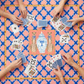 Load image into Gallery viewer, Custom Mahjong Tablecloth, Card Game Table Cover, Monogram, Personalized, Letter, Initial, Preppy, Ginger Jar, Leopards, Peachy Blue
