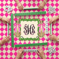 Load image into Gallery viewer, Custom Mahjong Tablecloth, Card Game Table Cover, Monogram, Personalized, Letter, Initial, Preppy, Leopards, Pink Checkers
