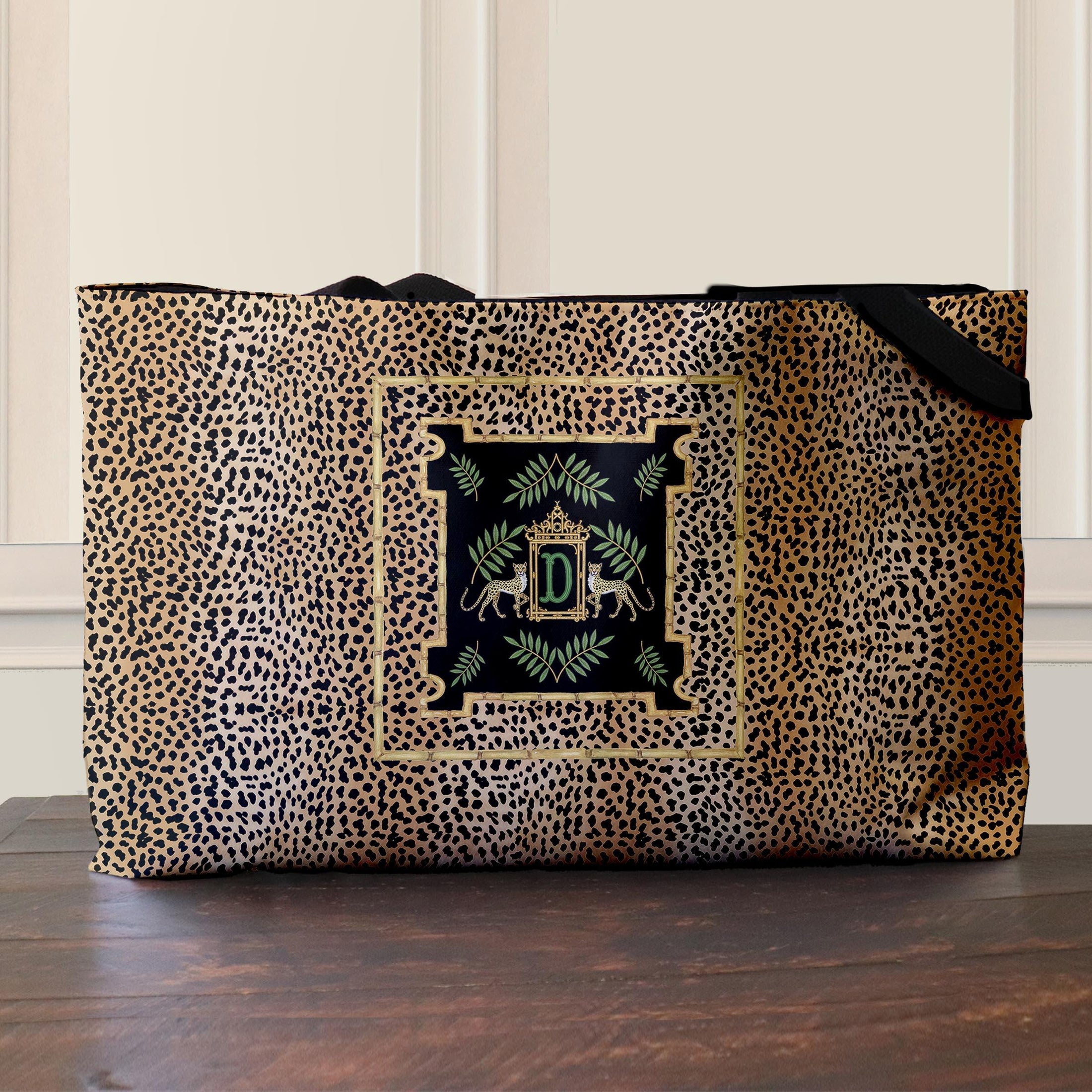 Custom Mahjong Tote Bag, Large Travel Bag, Monogram, Rope, Personalized, Letter, Initial, Dice, Leopards, Cheetah, Pagoda, Preppy