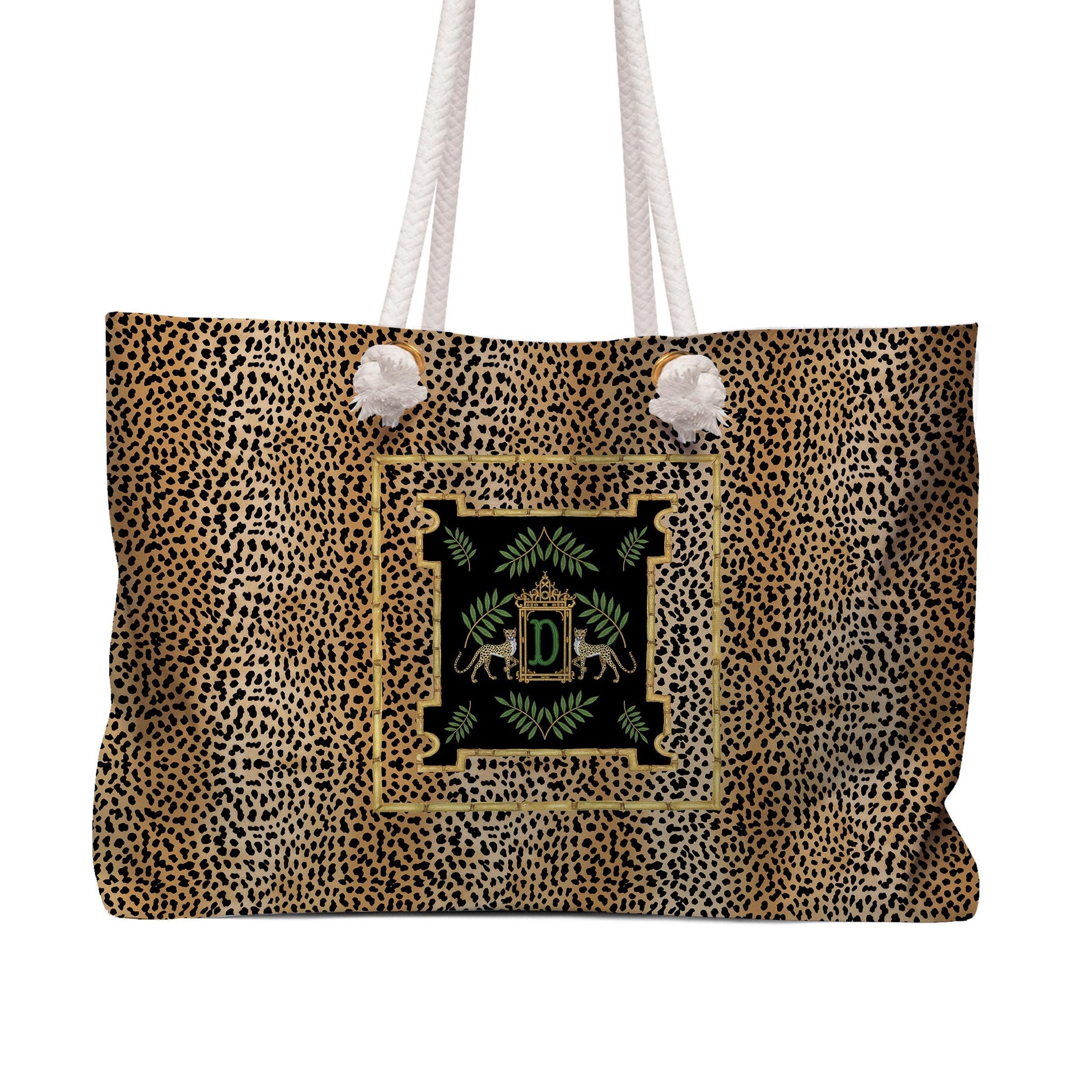 Custom Mahjong Tote Bag, Large Travel Bag, Monogram, Rope, Personalized, Letter, Initial, Dice, Leopards, Cheetah, Pagoda, Preppy