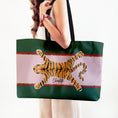 Load image into Gallery viewer, Custom Mahjong Tote Bag, Large Travel Bag, Monogram, Rope, Personalized, Letter, Initial, Preppy, Tiger Rug, Stripe, Mahjong Bag, Gift

