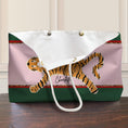 Load image into Gallery viewer, Custom Mahjong Tote Bag, Large Travel Bag, Monogram, Rope, Personalized, Letter, Initial, Preppy, Tiger Rug, Stripe, Mahjong Bag, Gift
