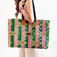 Load image into Gallery viewer, Custom Tote Bag, Large Travel Bag, Monogram, Rope, Personalized, Letter, Initial, Preppy, Leopard Cheetah Rug, Stripes, Mahjong Bag, Gift
