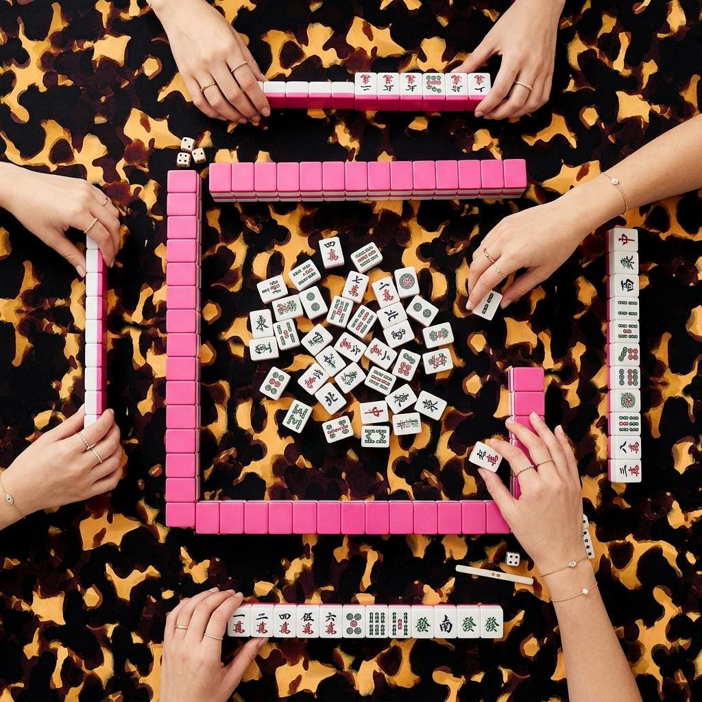 Custom Mahjong Tablecloth, Card Game Table Cover, Monogram, Trendy Colors, Popular, Modern Tortoise Pattern