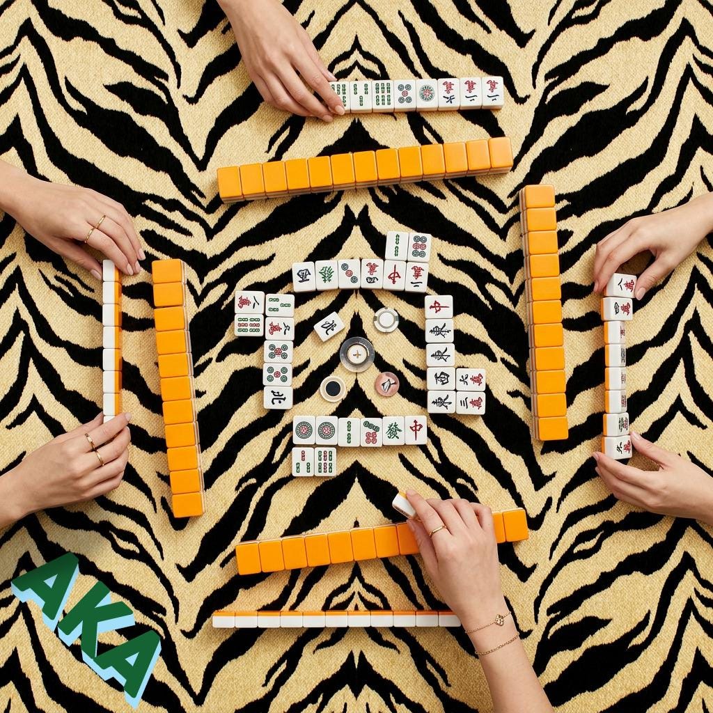 Custom Mahjong Tablecloth, Card Game Table Cover, Monogram, Personalized, Initials, Trendy Colors, Popular, Animal Zebra Pattern