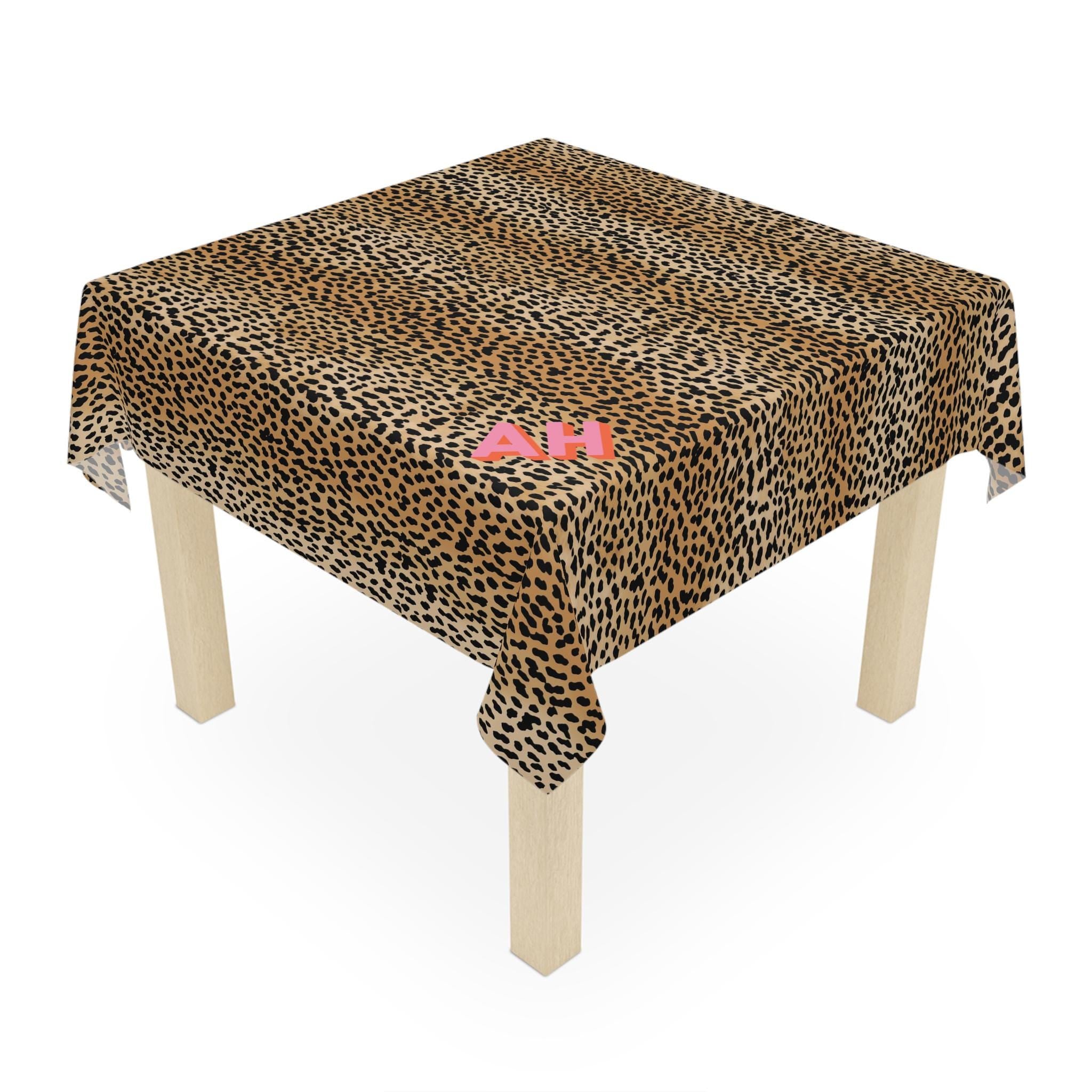 Custom Mahjong Tablecloth, Card Game Table Cover, Monogram, Personalized, Initials, Trendy Colors, Popular, Animal Leopard Cheetah Pattern