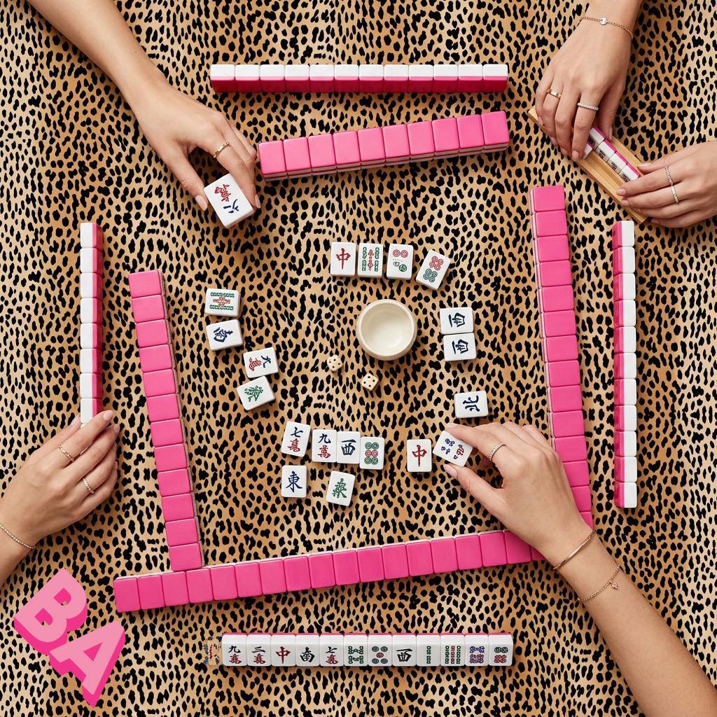 Custom Mahjong Tablecloth, Card Game Table Cover, Monogram, Personalized, Initials, Trendy Colors, Popular, Animal Leopard Cheetah Pattern
