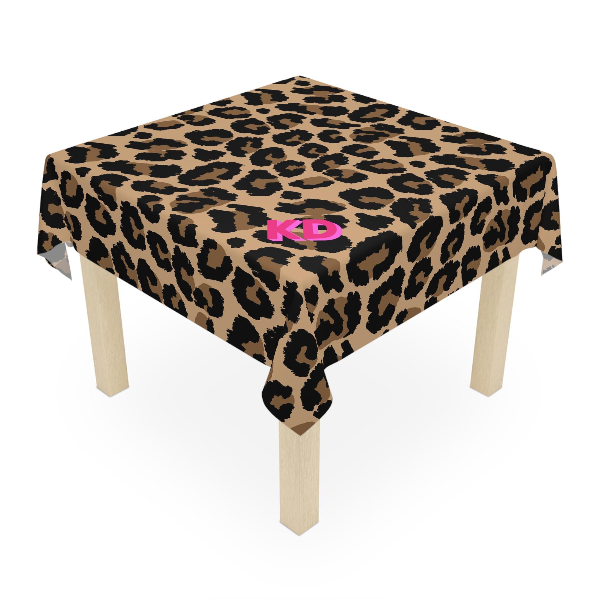 Custom Mahjong Tablecloth, Card Game Table Cover, Monogram, Personalized, Initials, Trendy Colors, Popular, Animal Leopard Cheetah Pattern