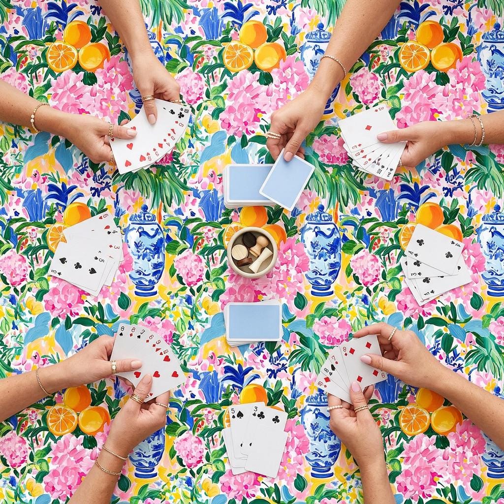 Custom Mahjong Tablecloth, Card Game Table Cover, Monogram, Personalized, Initials, Trendy Colors, Popular, Chinoiserie, Floral, Oranges,Jar