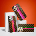 Load image into Gallery viewer, Personalized Initial Phone Case, Custom Name, iPhone 17e, 16, 15, 14,13,Magsafe,Pro Max,Plus,Mini, Monogram, Designer Brown Checkers, Stripe
