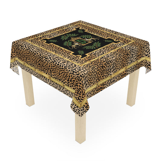Custom Mahjong Tablecloth, Card Game Table Cover, Monogram, Personalized, Letter, Initial, Preppy, Cheetah, Leopards, Pagoda, Bamboo, Green