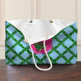 Load image into Gallery viewer, Custom Mahjong Tote Bag, Large Travel Bag, Monogram, Rope, Personalized, Letter, Initial, Dice, Leopards, Cheetah, Umbrella, Vines, Preppy
