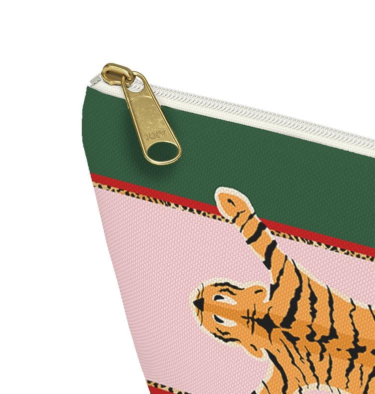 Custom Mahjong Zip Bag, Tile Pouch, Games, Large, Monogram, Personalized, Letter, Initial, Chinoiserie, Preppy, Tibetan Tiger, Stripes