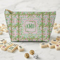 Load image into Gallery viewer, Custom Mahjong Zip Bag, Tile Pouch, Games, Large, Monogram, Personalized, Letter, Initial, Preppy, Dainty, Pastel, Whimsy Flowers and Twigs
