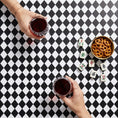 Load image into Gallery viewer, Custom Mahjong Tablecloth, Card Game Table Cover, Monogram, Personalized, Initials, Trendy Colors, Popular, Harlequin Checker, Black, White
