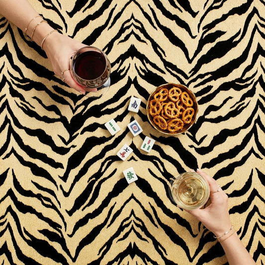 Custom Mahjong Tablecloth, Card Game Table Cover, Monogram, Personalized, Initials, Trendy Colors, Popular, Animal Zebra Pattern